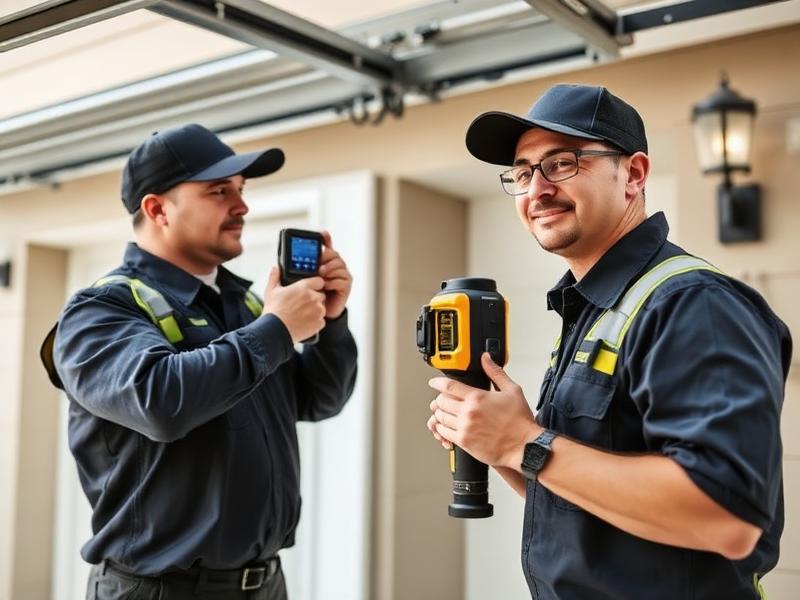 Expert garage door technicians measuring for new installation